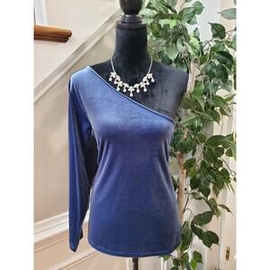 Old Navy Women's Blue Polyester One Shoulder Off Long Sleeve Top Blouse Size XXL